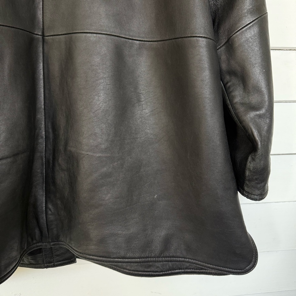 Vintage Black Leather Elements Button Front Jacket - image 7